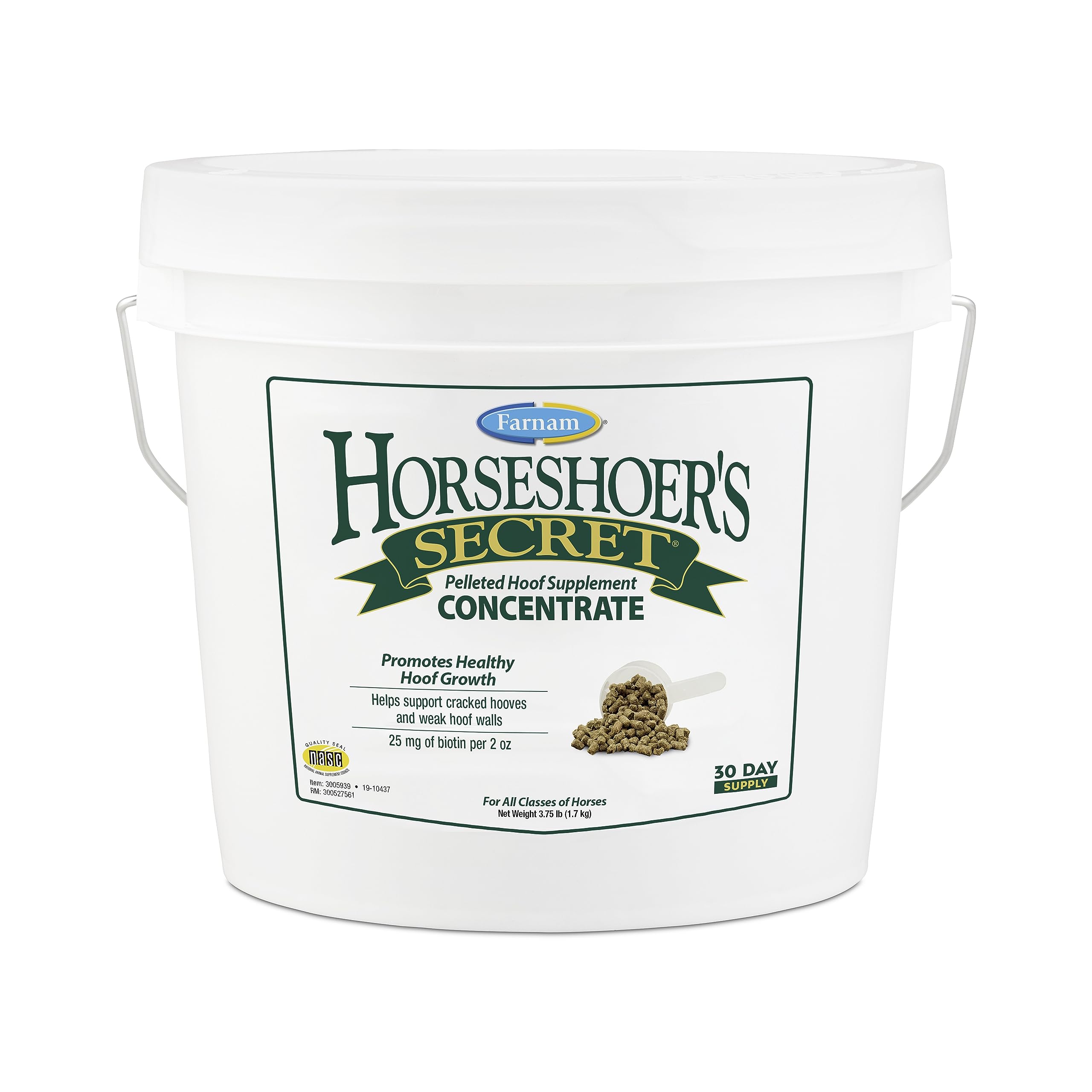Pellets Farnam Horseshoer’s Secret d’alfalfa pour sabots sains et souples.
