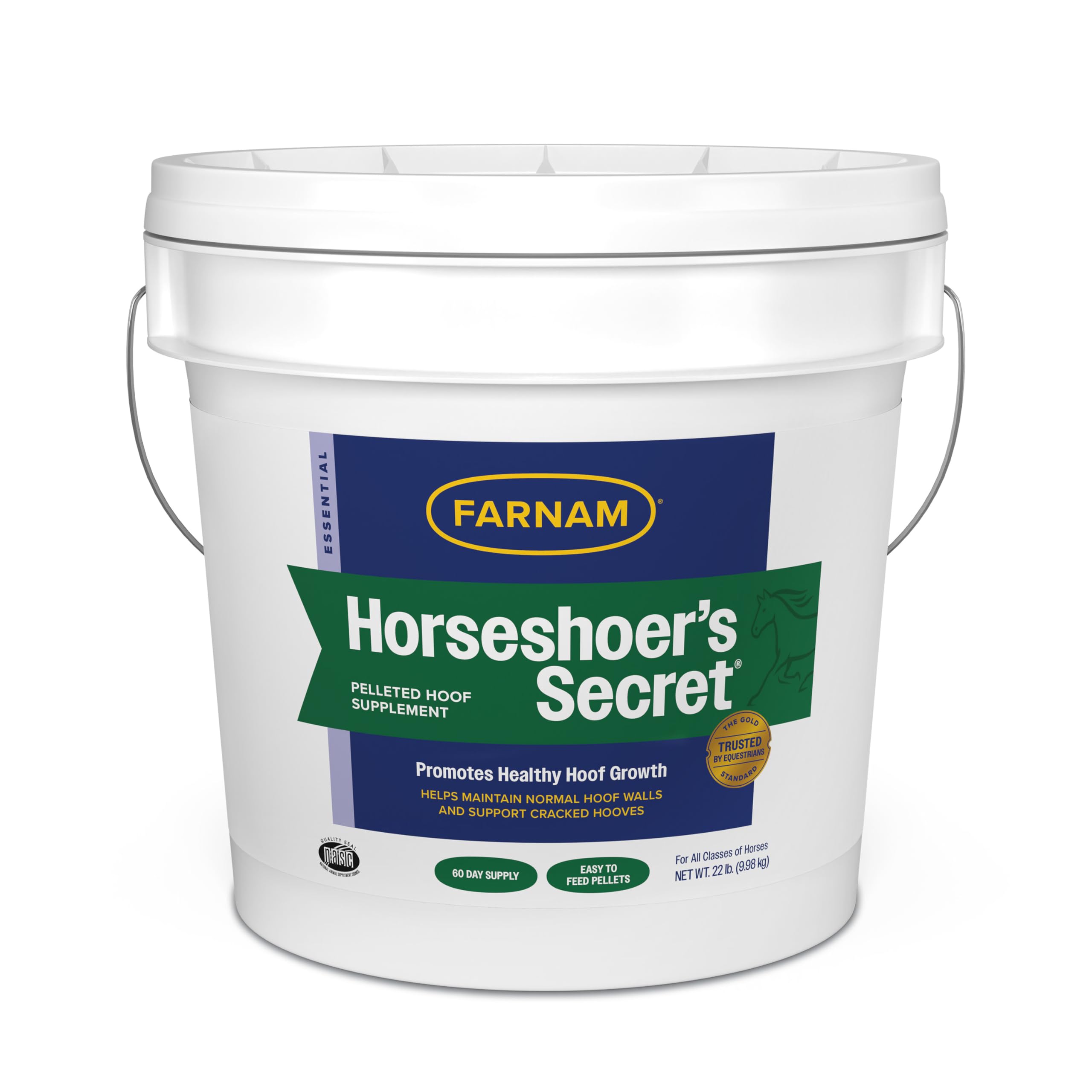 Farnam Horseshoer’s Secret sabot et pellets alfalfa, soutien potentiel de la solidite des sabots.