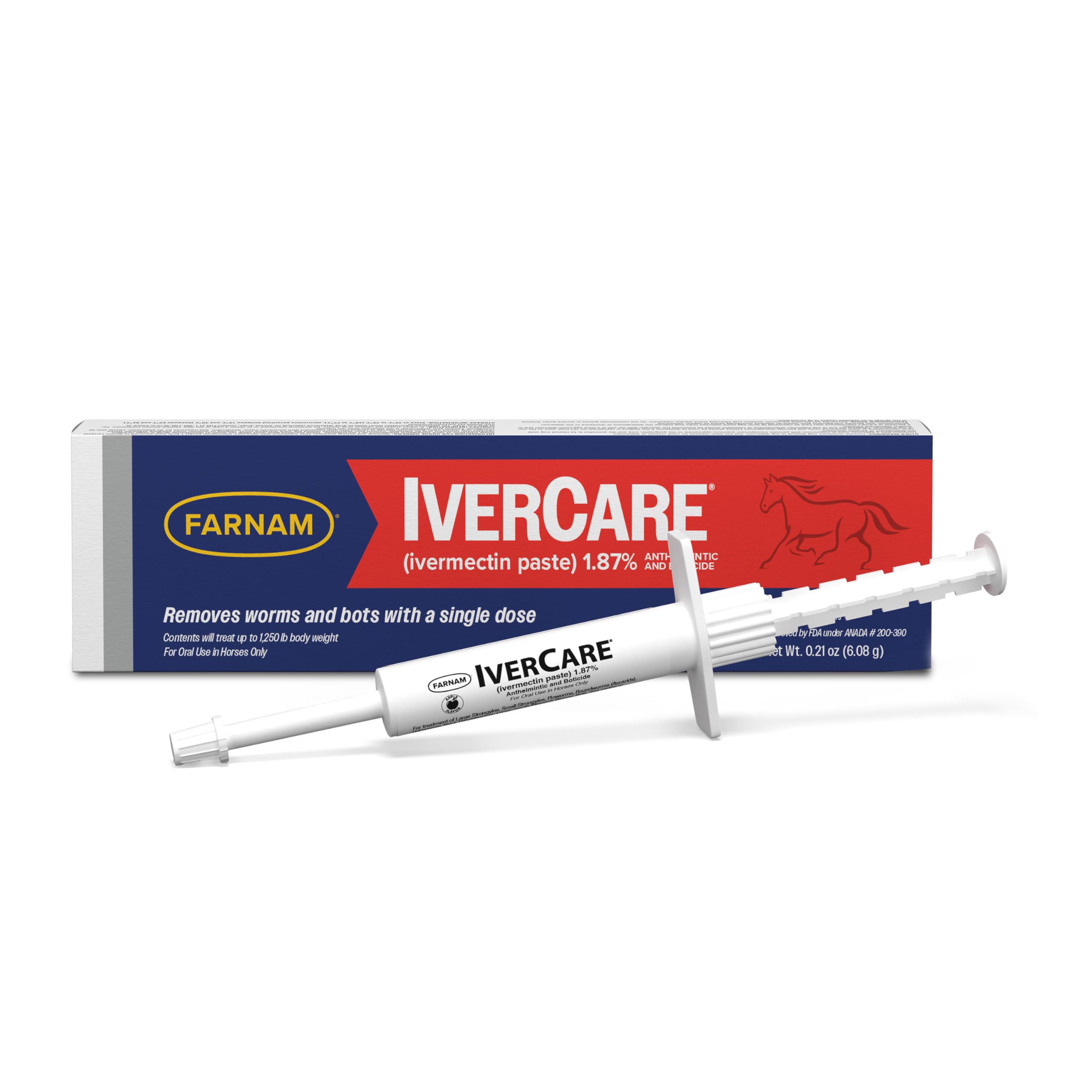 Etiquette Farnam IverCare sur emballage, dosage clair.