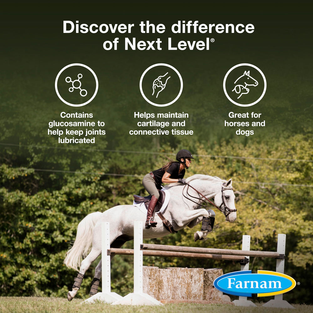 Cheval recevant la dose Farnam Next Level Joint Fluid dans l’alimentation.
