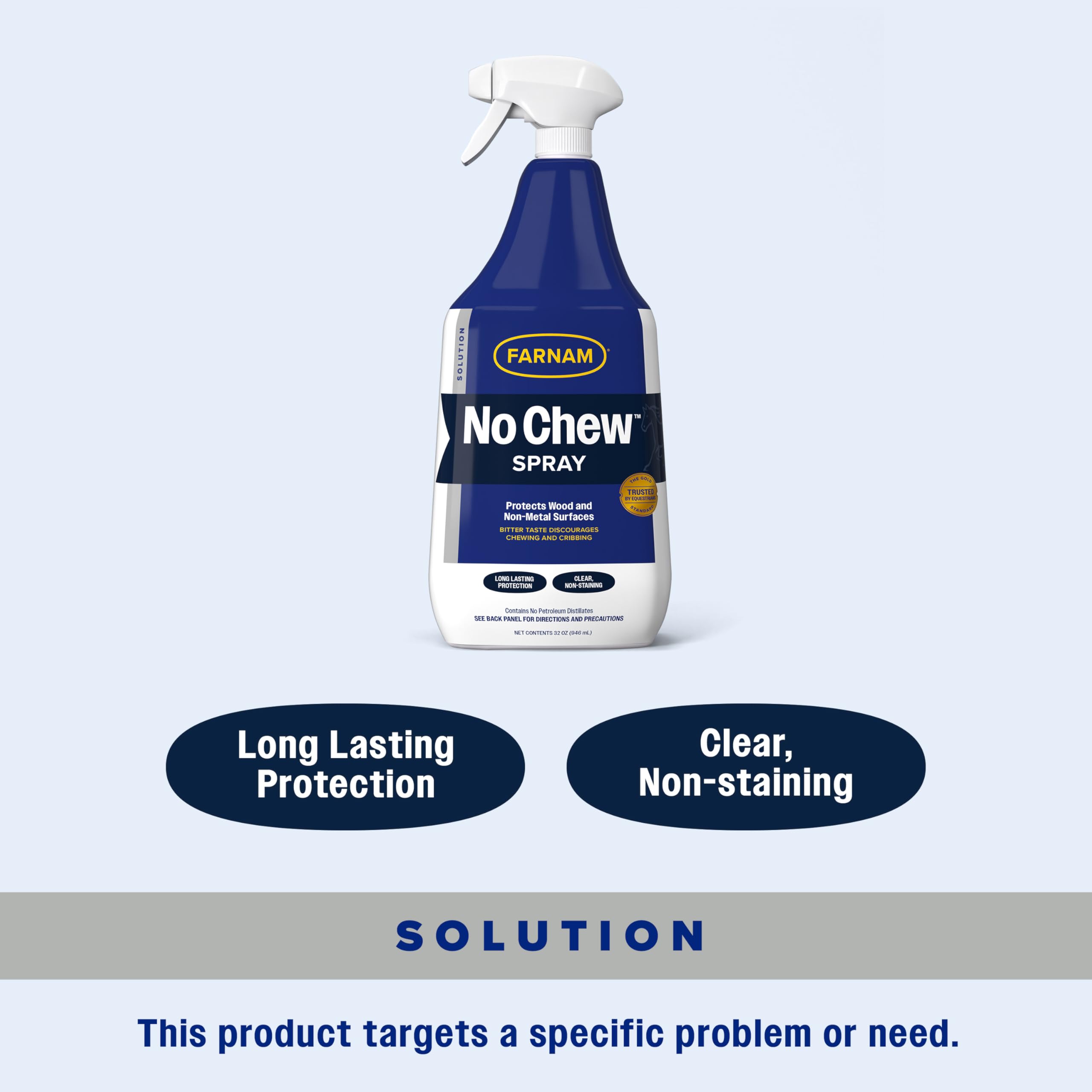 Farnam No Chew Spray sur surface humide, séchage rapide.