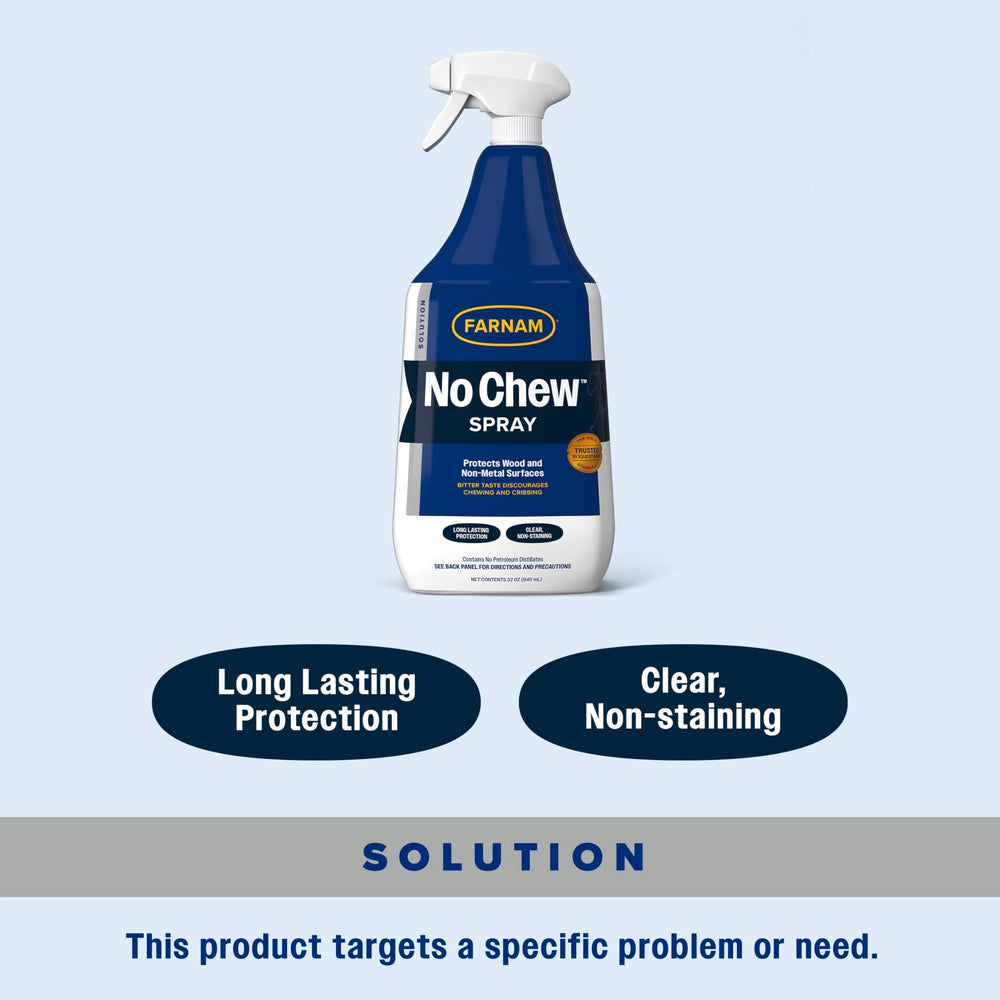 Farnam No Chew Spray sur surface humide, séchage rapide.