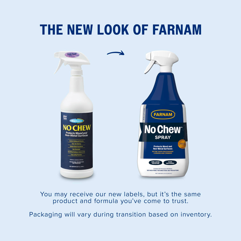 Farnam No Chew Spray appliqué sur bois, réduction du rongement.