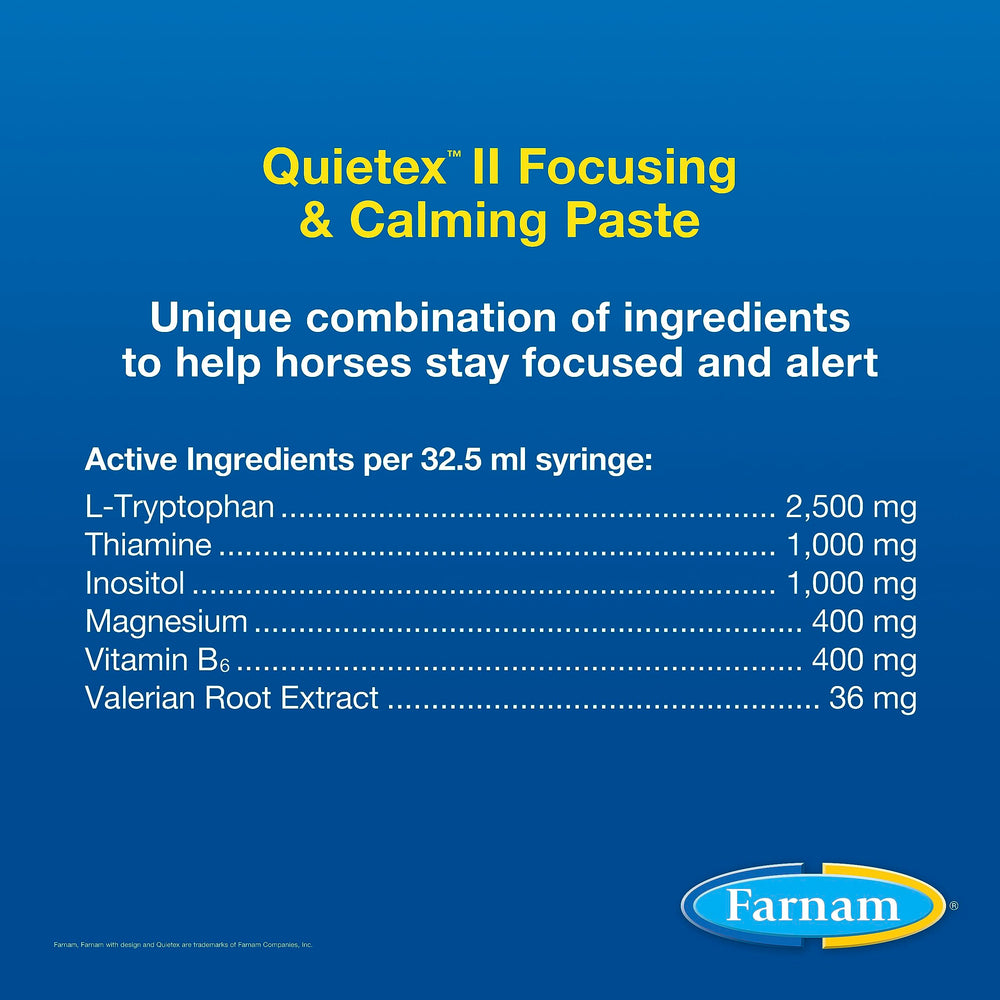 Administration pratique de Farnam Quietex II lors du transport du cheval.