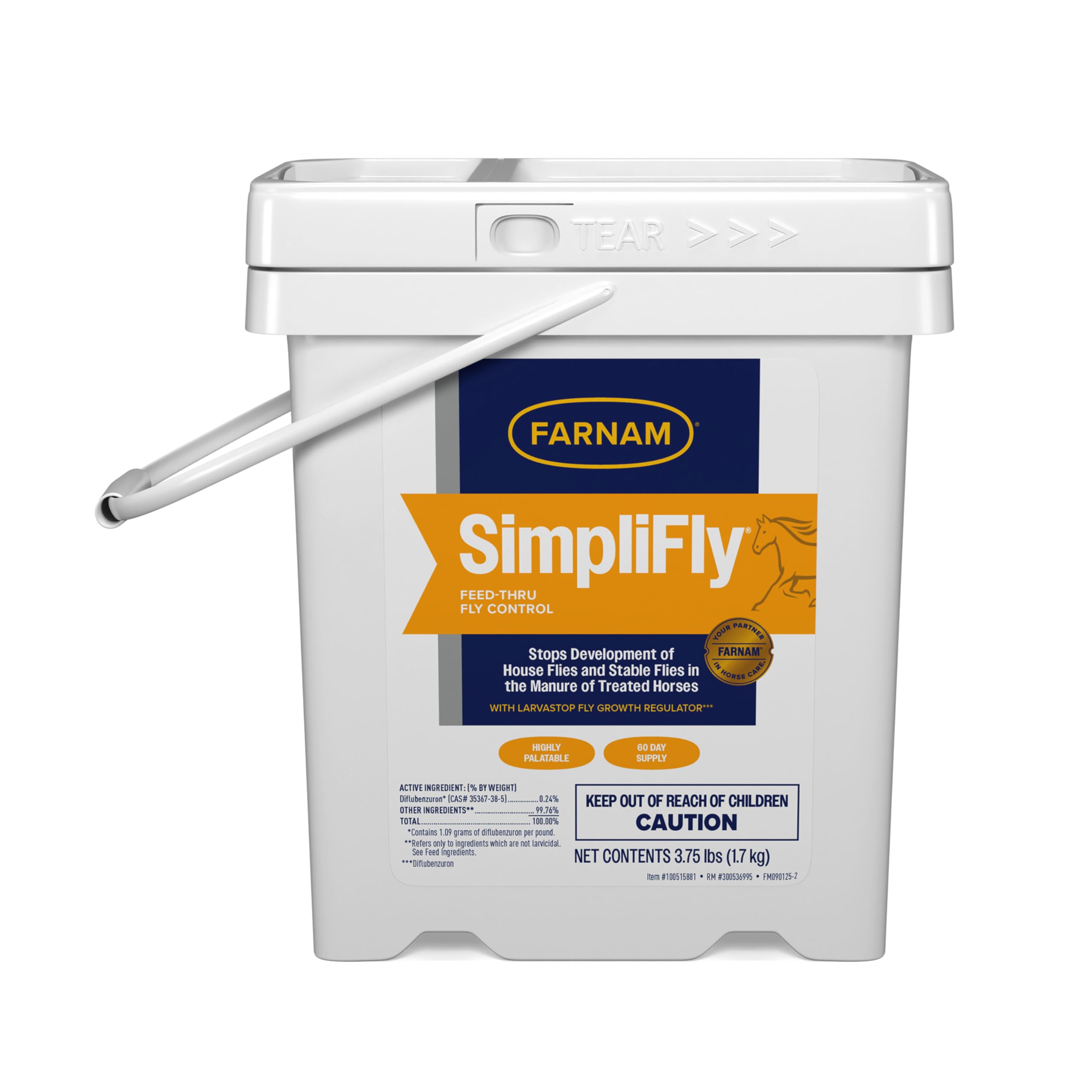 Farnam SimpliFly granules anti-mouches, texture appétente adaptée à l'alimentation quotidienne.