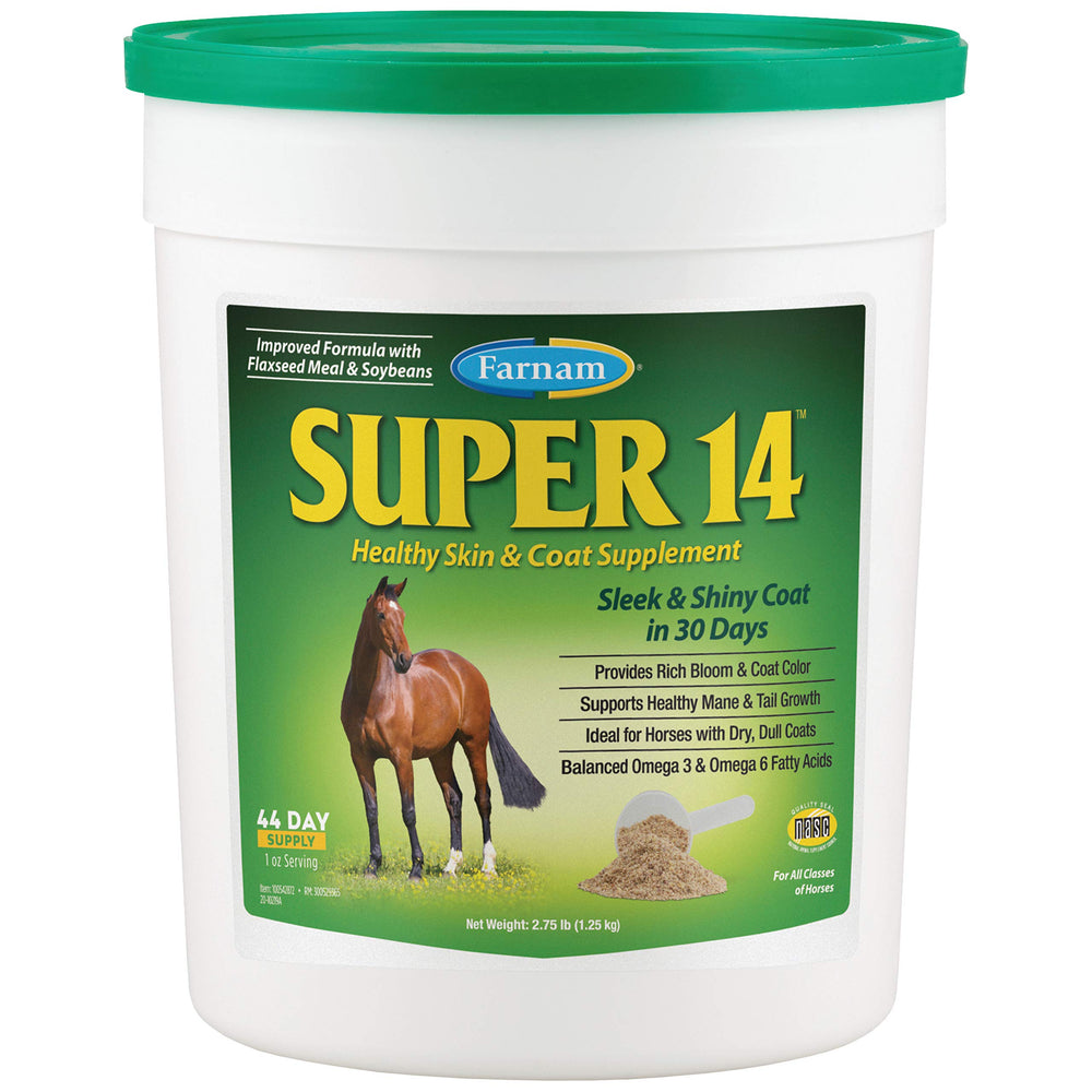 Farnam Super 14—bien-être et pelage sain pour chevaux.