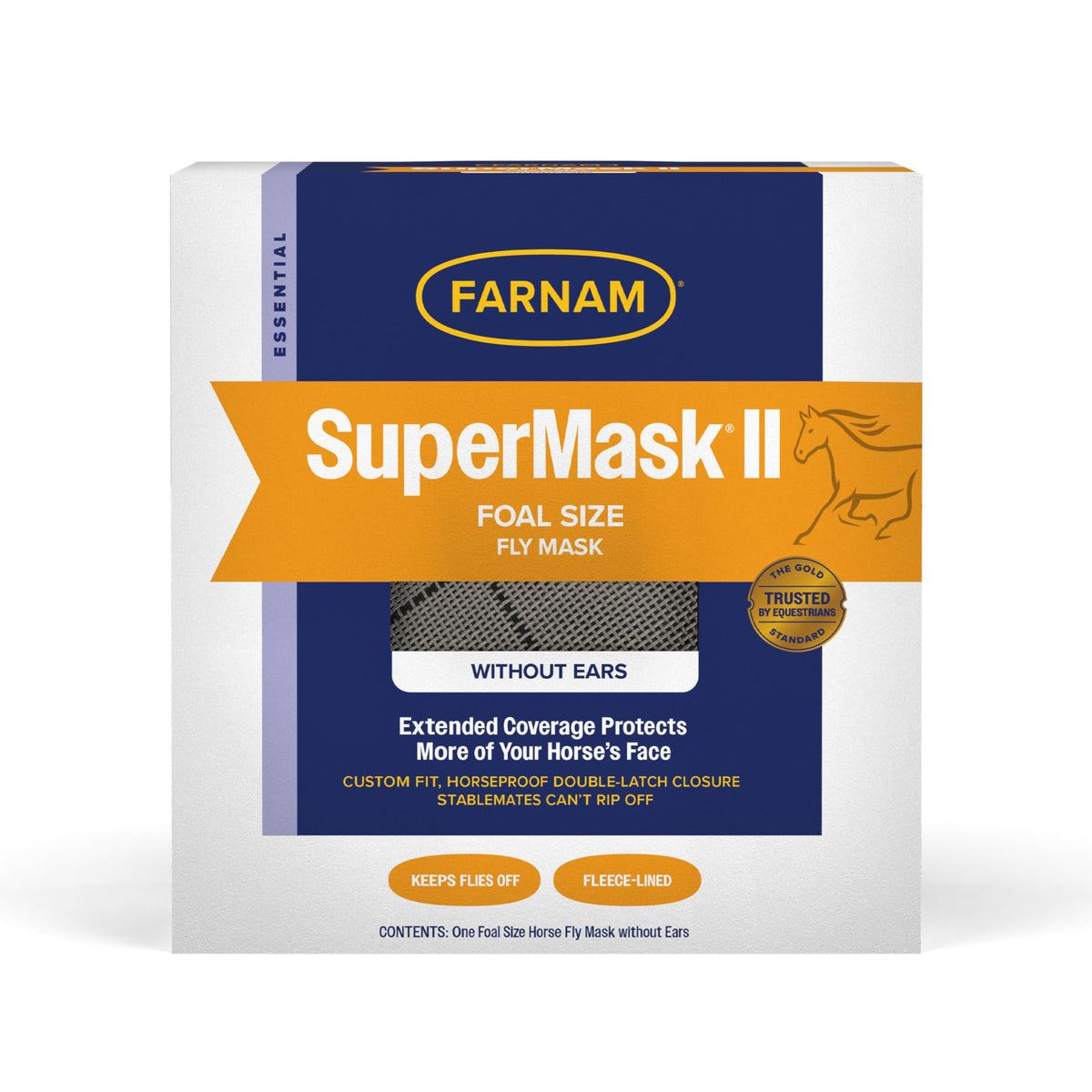 Masque Farnam SuperMask II sans oreilles protège le visage du poulain contre les mouches et débris