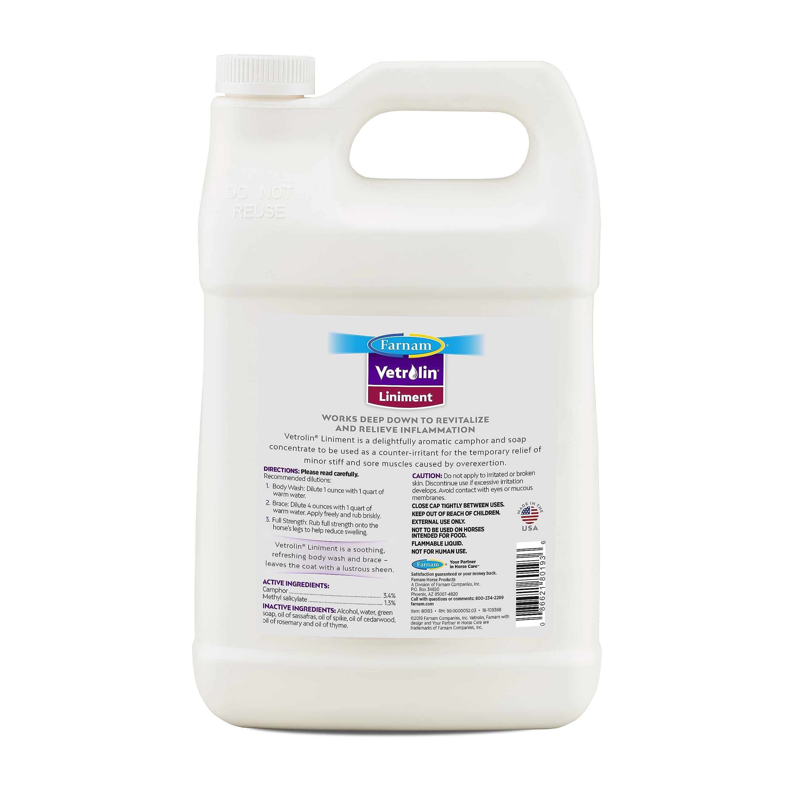 Vetrolin Farnam – dilutions possibles pour lavage corporel du cheval.