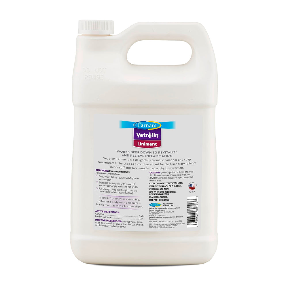 Vetrolin Farnam – dilutions possibles pour lavage corporel du cheval.