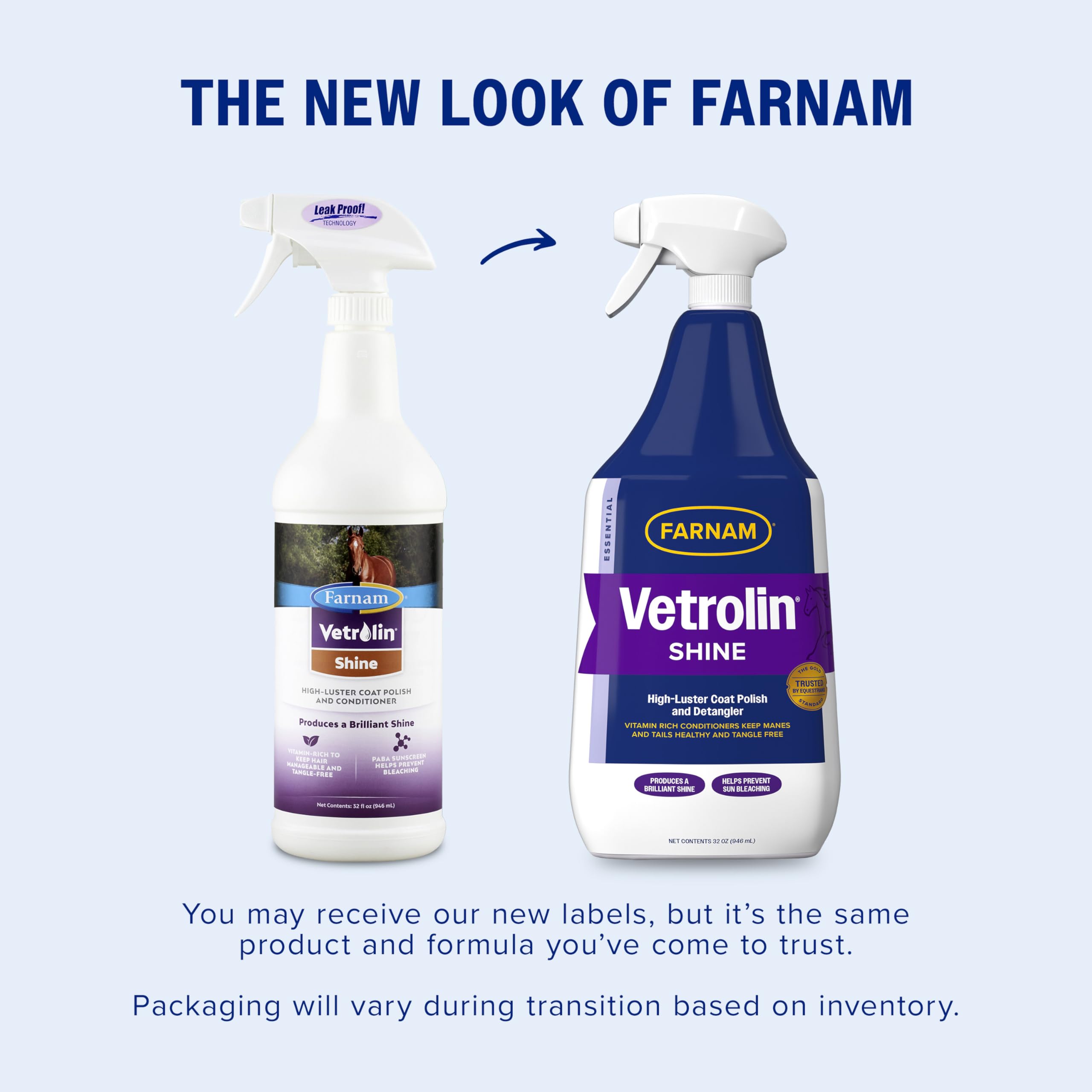 Farnam Vetrolin Shine sur crinière et queue pour démêler sans résidu.
