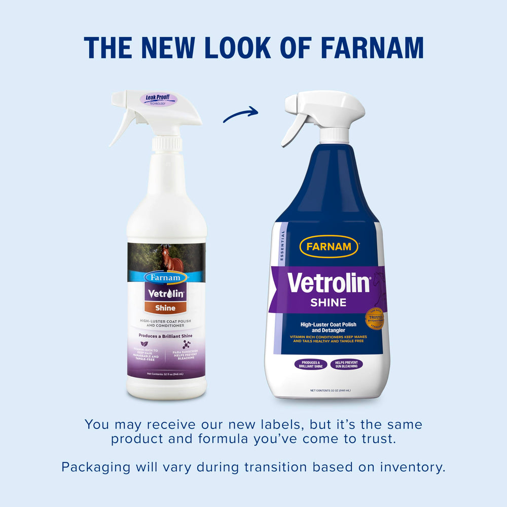Farnam Vetrolin Shine sur crinière et queue pour démêler sans résidu.