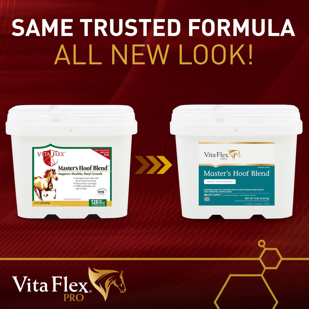 Melange alfalfa et additifs dans Vita Flex Master’s Hoof Blend.