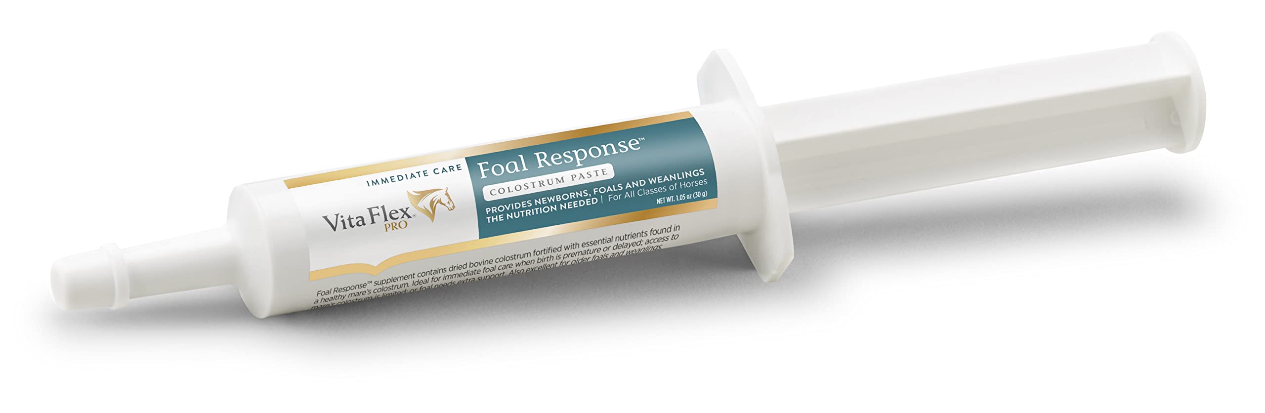 Seringue-dose unique Farnam Vita Flex Pro Foal pour administration facile.