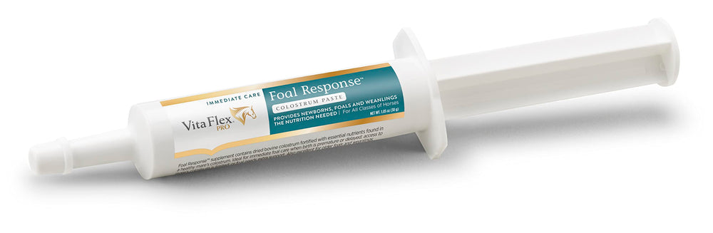 Seringue-dose unique Farnam Vita Flex Pro Foal pour administration facile.