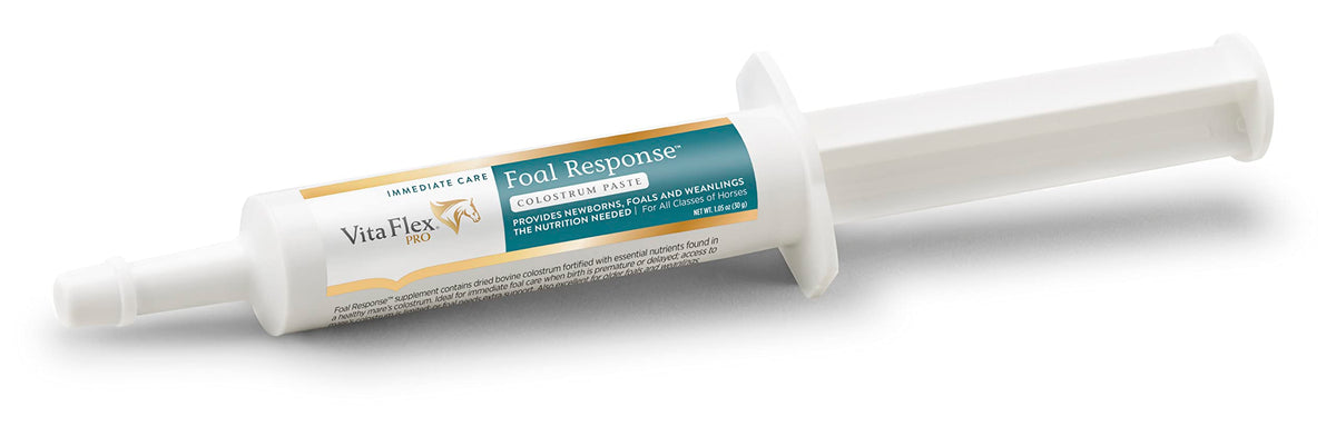 Seringue-dose unique Farnam Vita Flex Pro Foal pour administration facile.