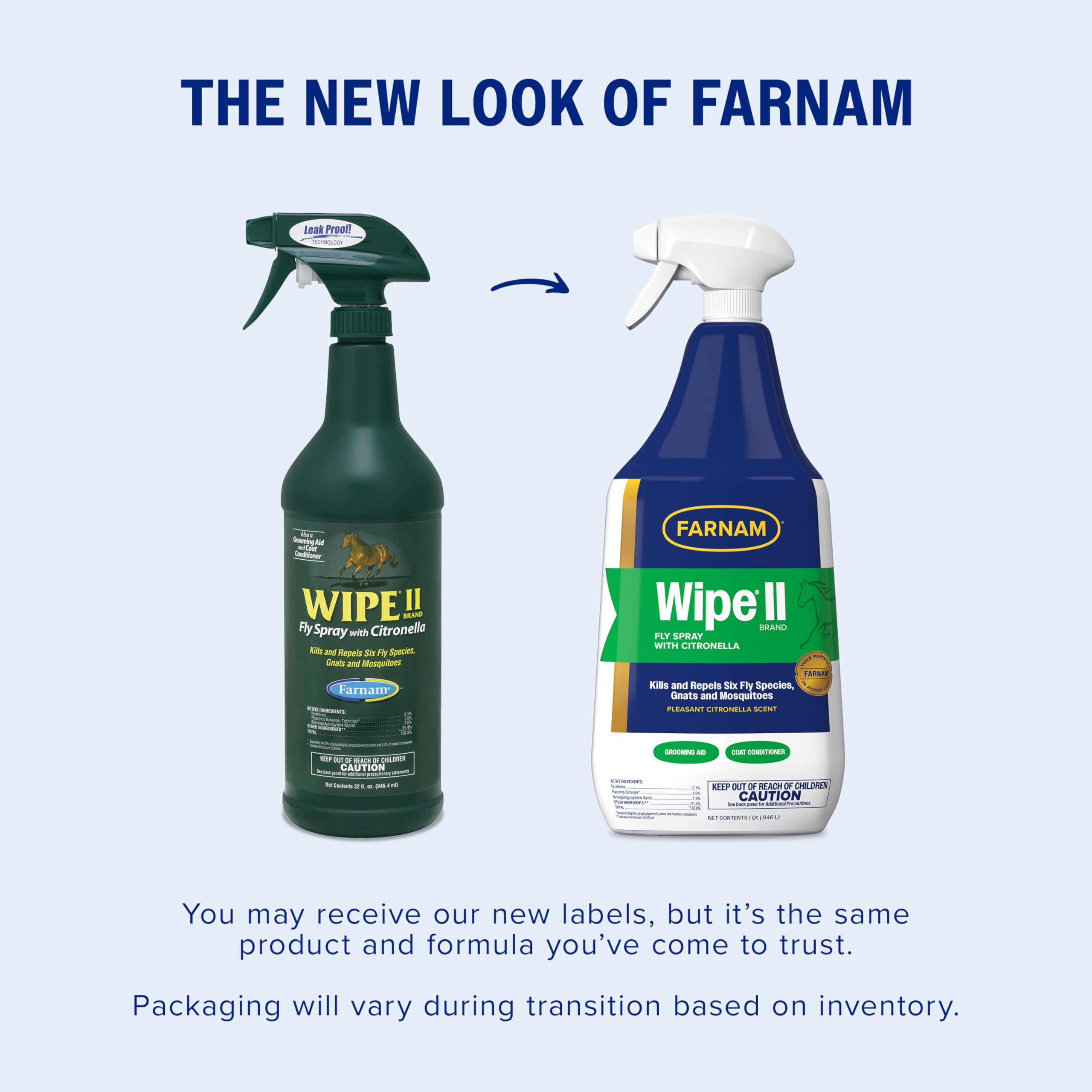 Application sur le cheval avec Farnam Wipe II pour une couverture légère.