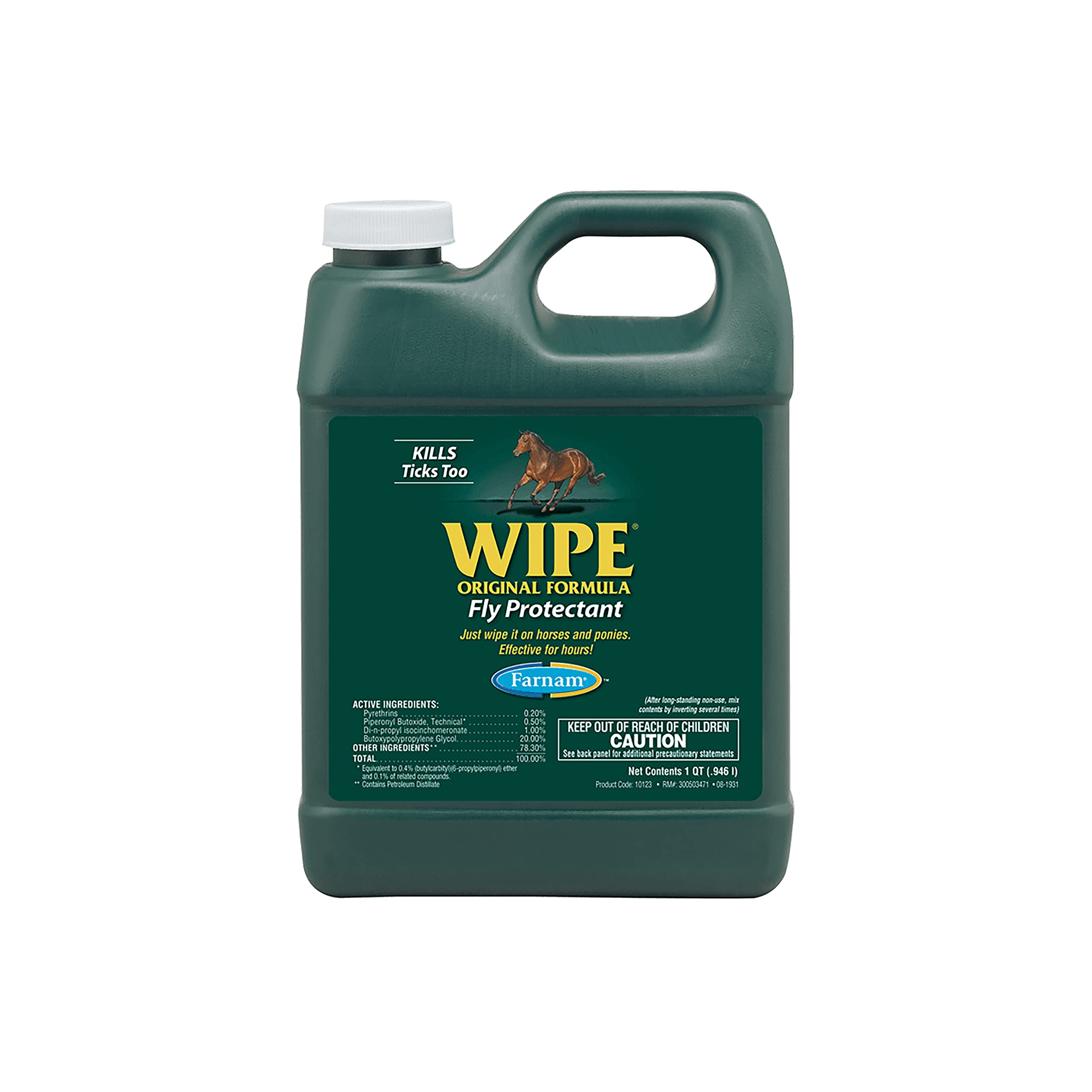 Farnam Wipe Original, application wipe-on sur cheval, protection ciblée durable.