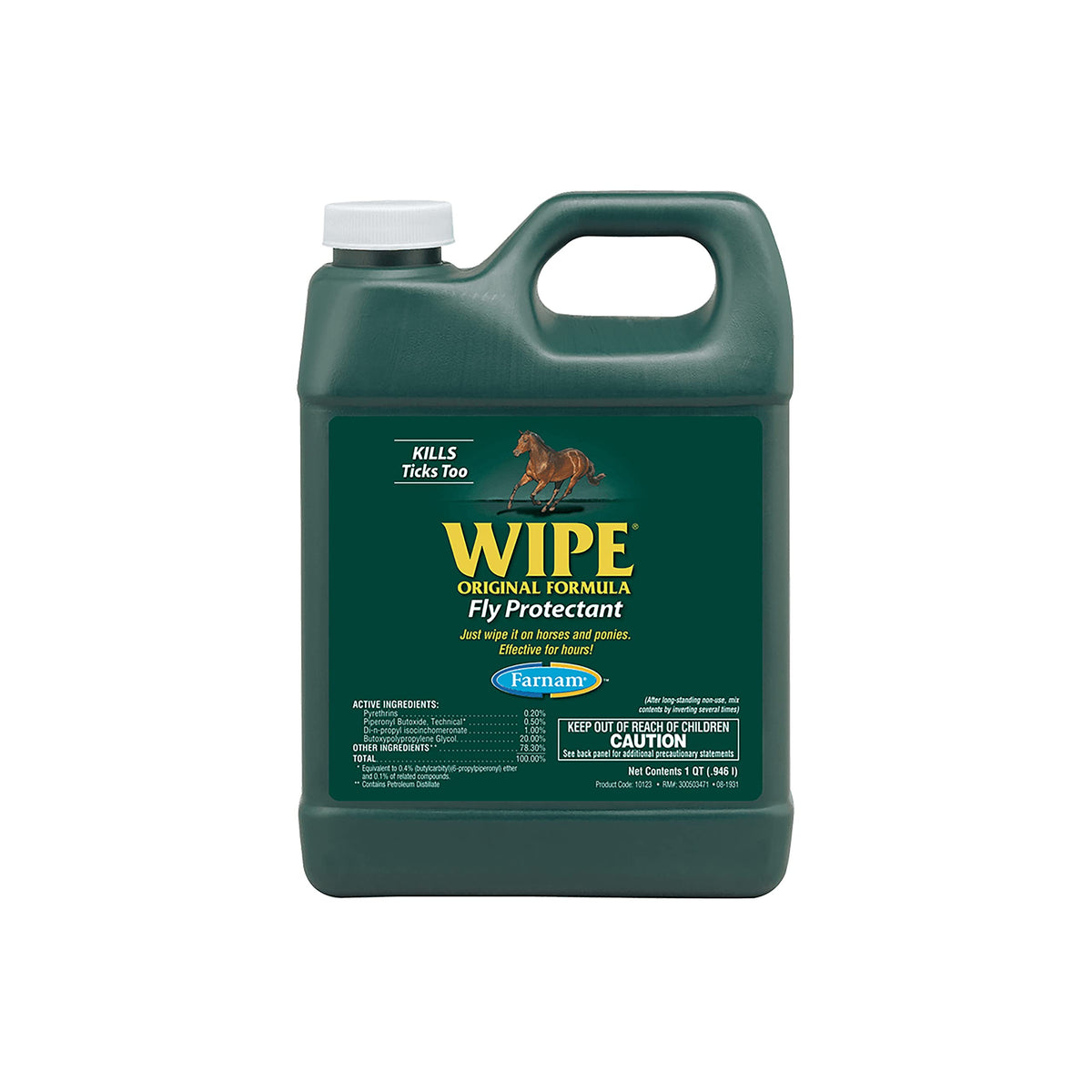 Farnam Wipe Original, application wipe-on sur cheval, protection ciblée durable.