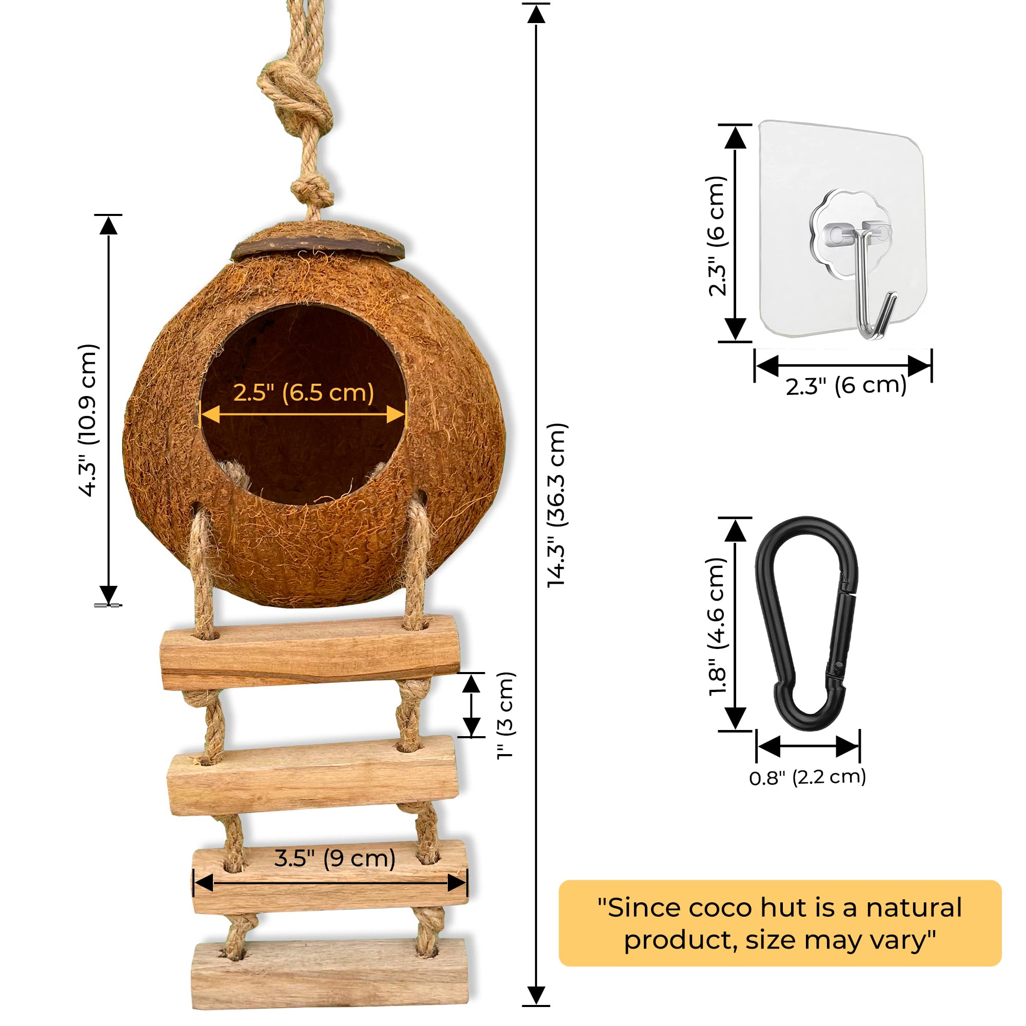 Favozio Coco Hut: coque 10,9 cm et ouverture 6,5 cm.