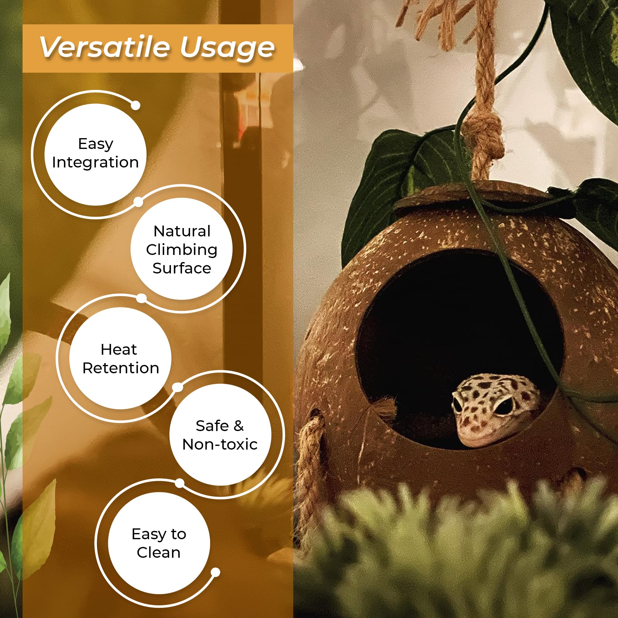 Favozio Coco Hut: matériau naturel et durable pour reptiles.