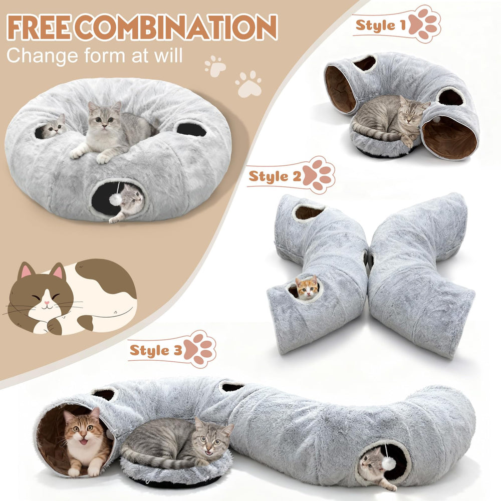 Fayavoo tunnel pour chats, structure stable en acier et peluche douce.