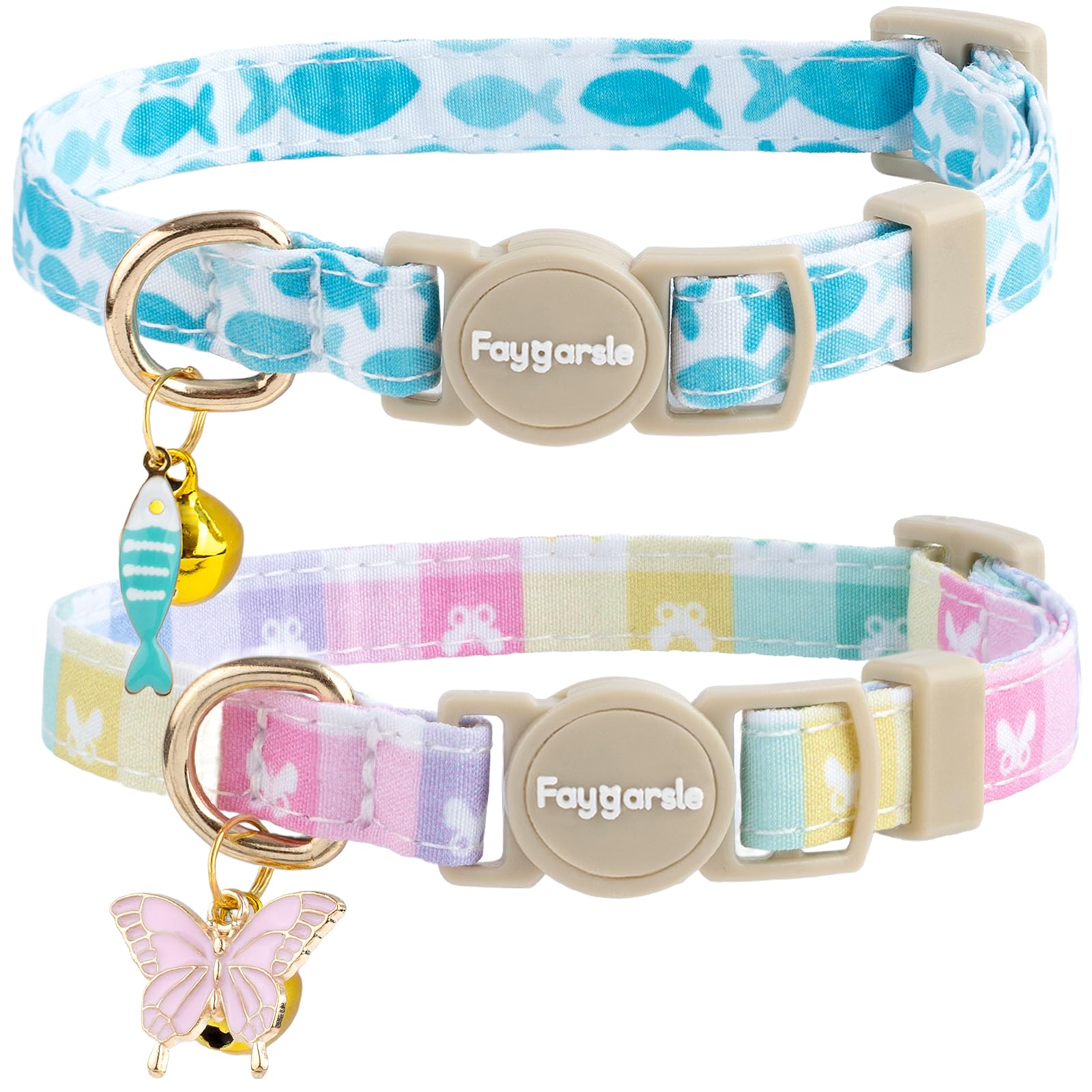 Collier Faygarsle bleu multicolore avec papillon et poisson pour repérage rapide