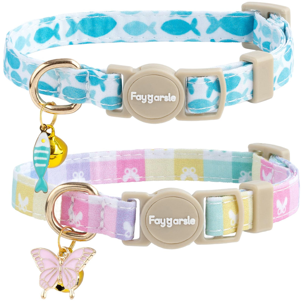 Collier Faygarsle bleu multicolore avec papillon et poisson pour repérage rapide