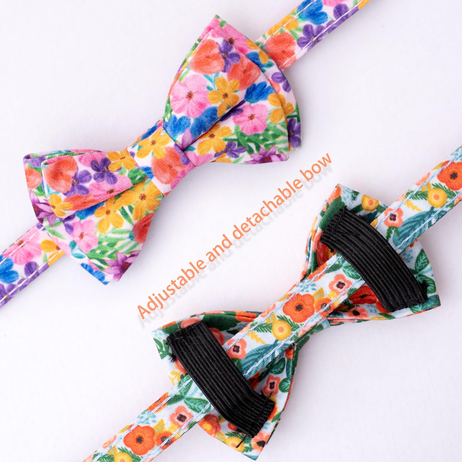 Faygarsle collier chat imprimé fleurs rose, coton doux adapté au quotidien.