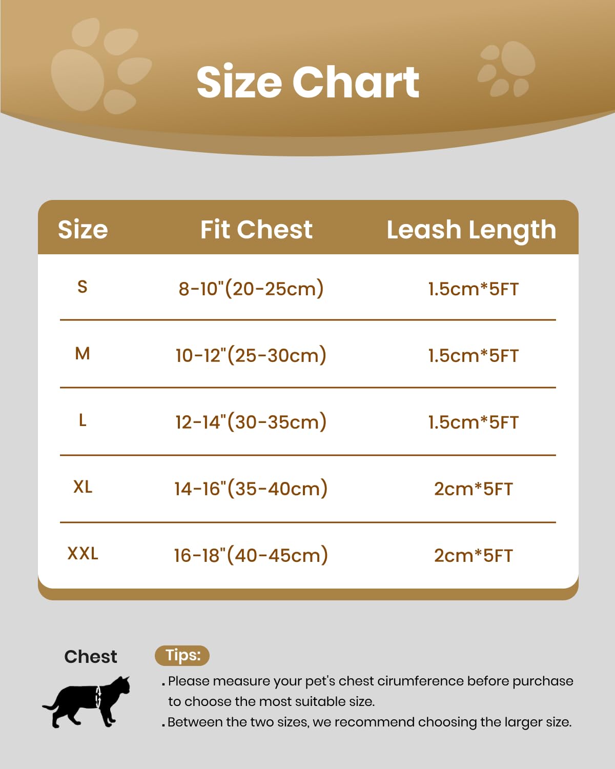 Guide des mesures de poitrine FAYOGOO pour choisir la bonne taille.