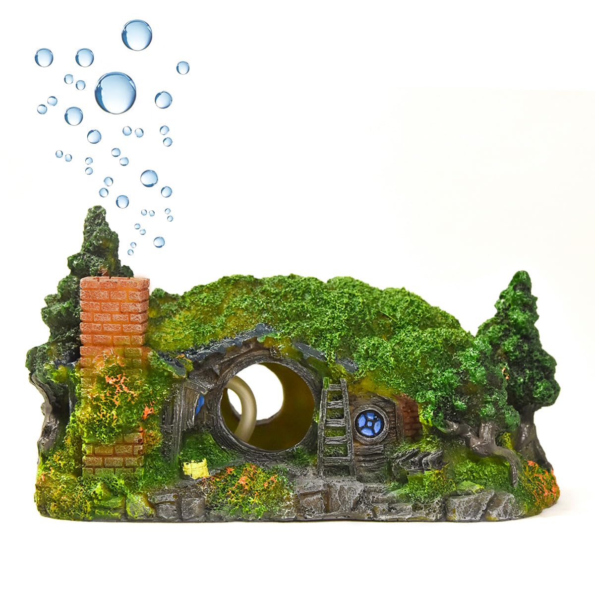 fazhongfa chateau hobbit petit pour aquarium, favorise l'abri et le repos des petits poissons.