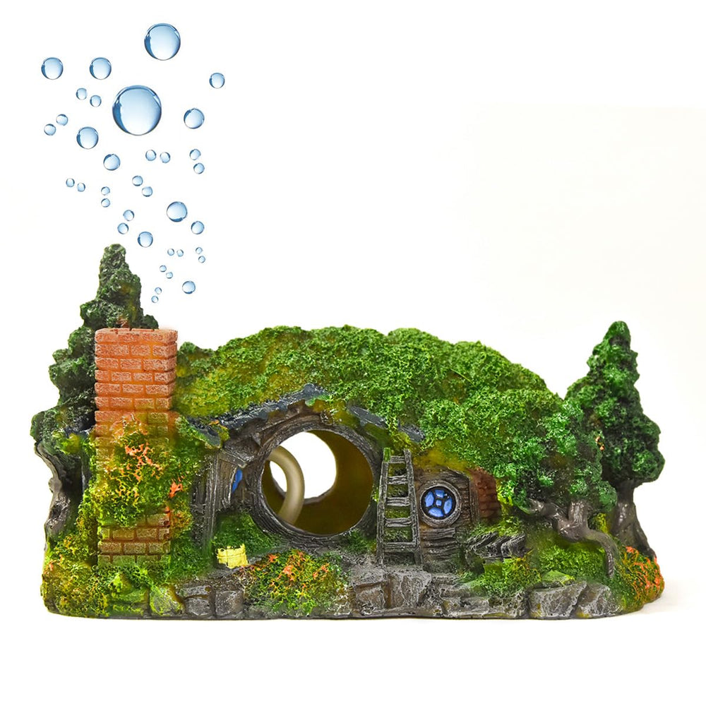 fazhongfa chateau hobbit petit pour aquarium, favorise l'abri et le repos des petits poissons.