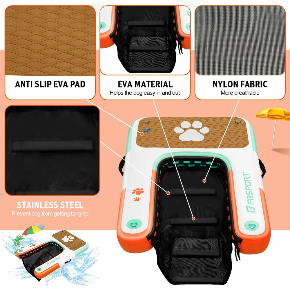 FBSPORT rampe-chien-piscine-antiderapante pour entrée stable près du bord