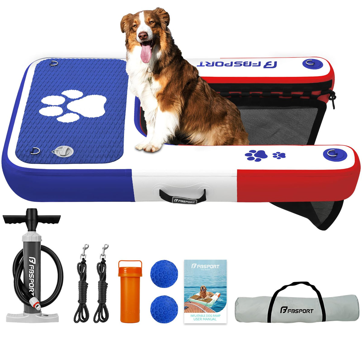 FBSPORT Rampe gonflable pour chien sur bateau, accès sûr à l'eau