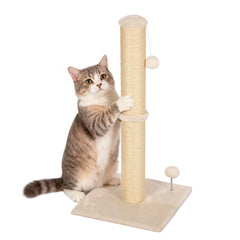 FDW Arbre à gratter 33 pouces en sisal beige pour chats d'intérieur, point focal sur l'élargie zone griffage