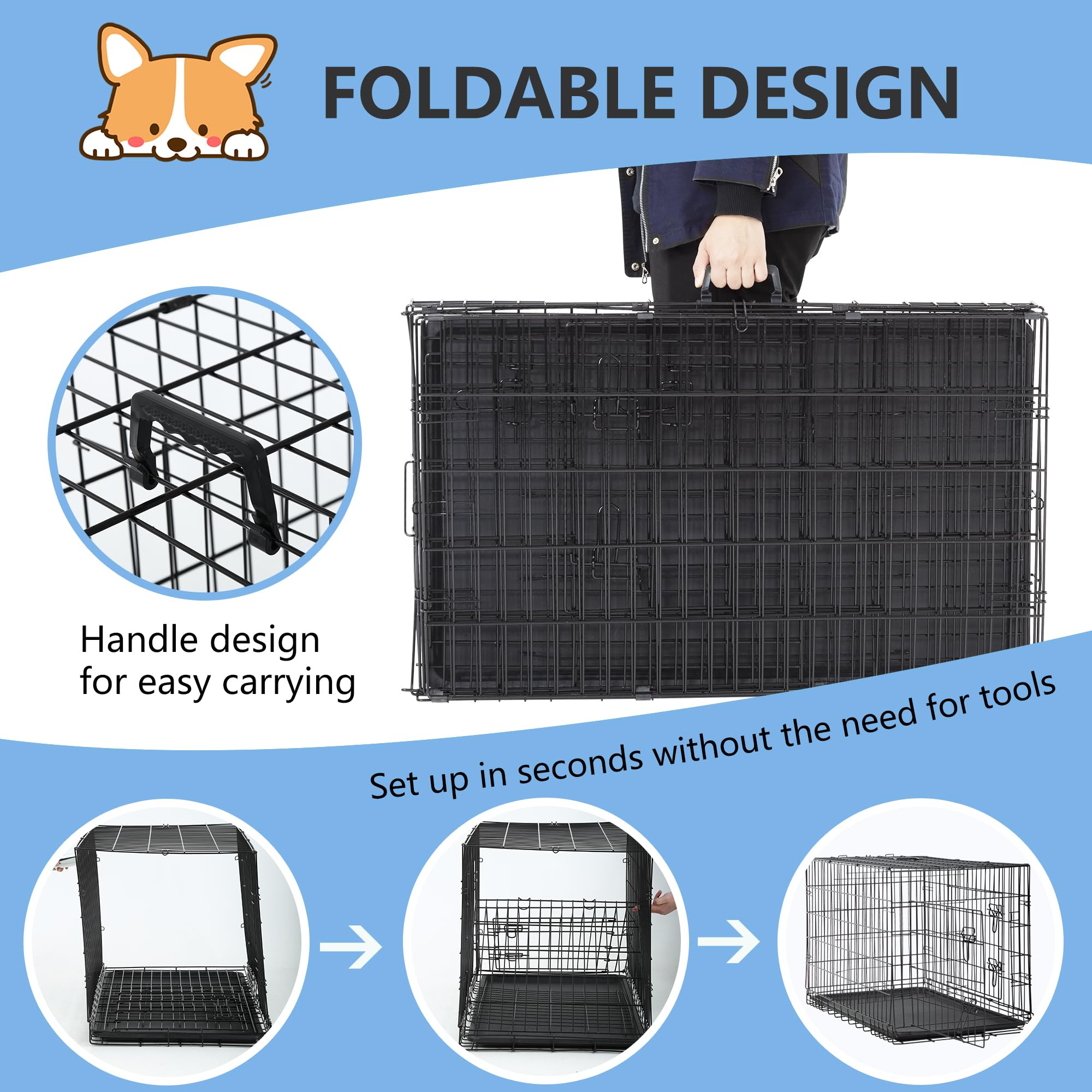 FDW boîte-chien 30 pouces pliable et portable, parfait pour voyages.