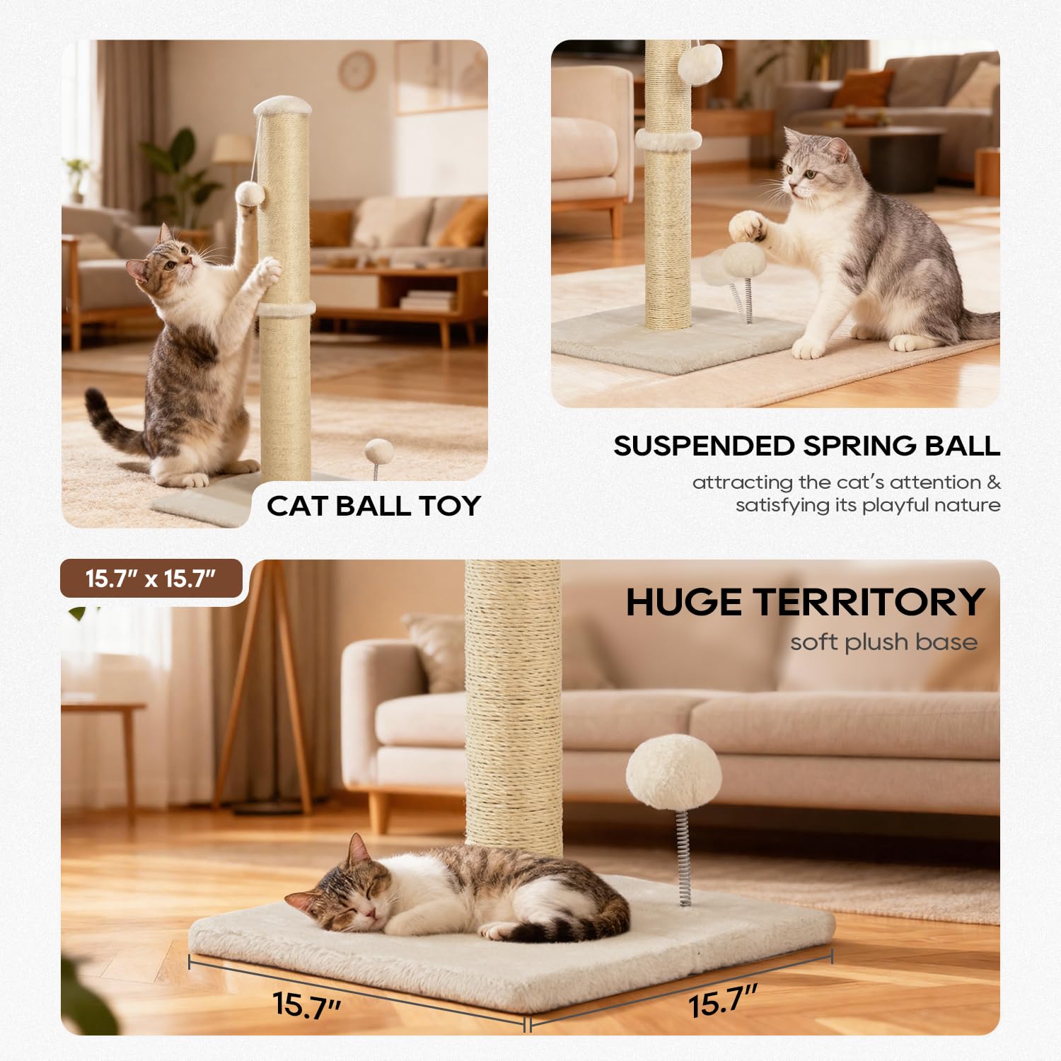 FDW Boule peluche suspendue sur le griffoir pour stimulation et jeu