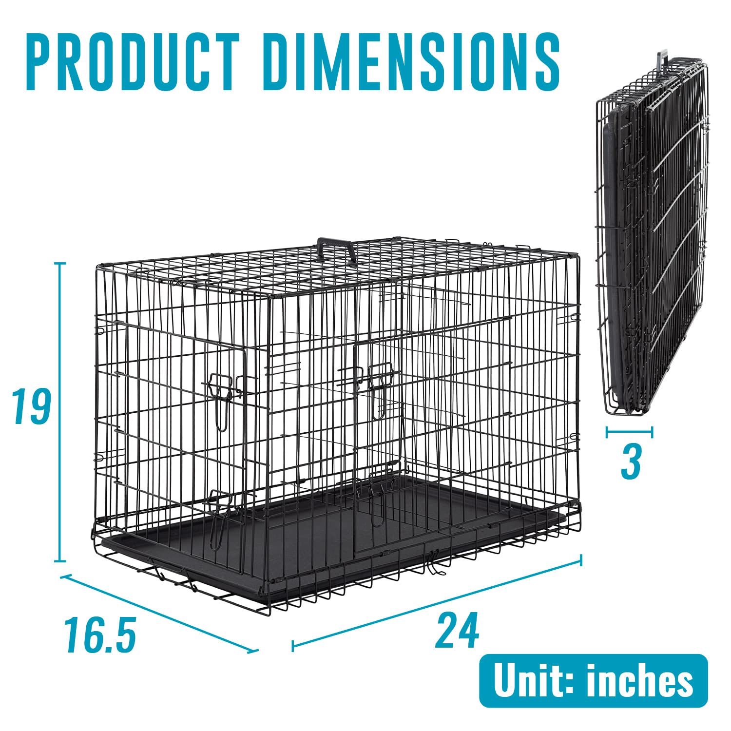 FDW cage chien 24 pouces bords arrondis, sécurité et confort.