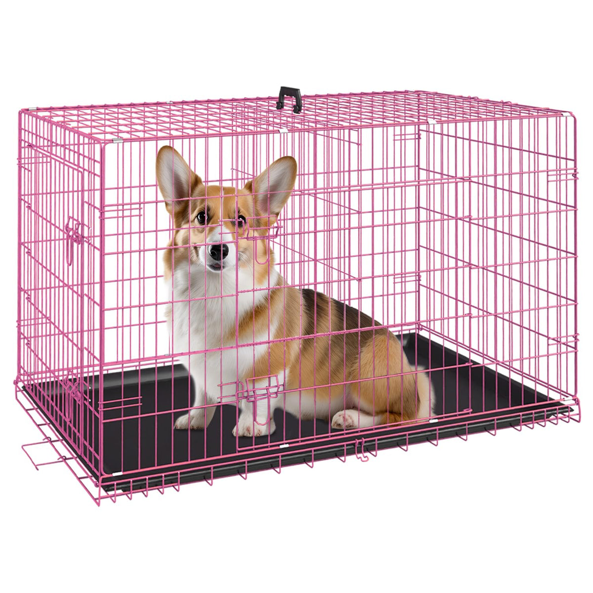 FDW cage chien 30 pouces rose pliable, pratique pour voyage