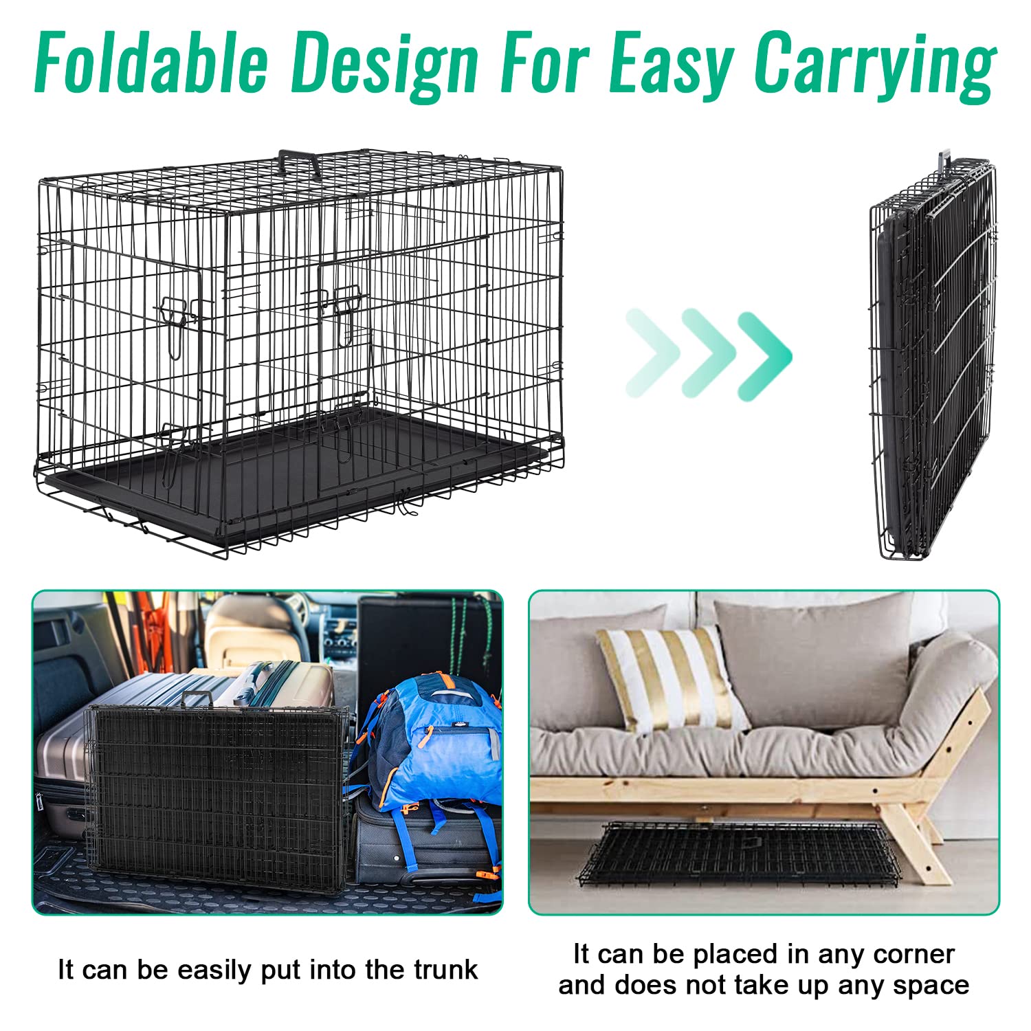 FDW cage grande 42 pouces, assemblage sans outils et rangement rapide