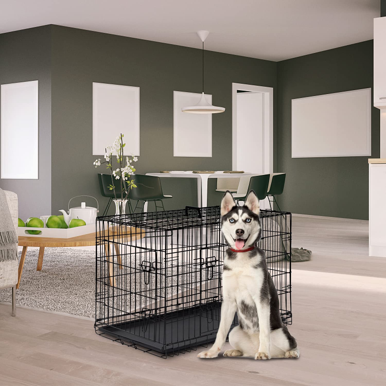 FDW cage chien grande 42 pouces, porte latérale facile d’accès et utile en voyage