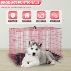 FDW cage chien porte double rose, sécurité renforcée