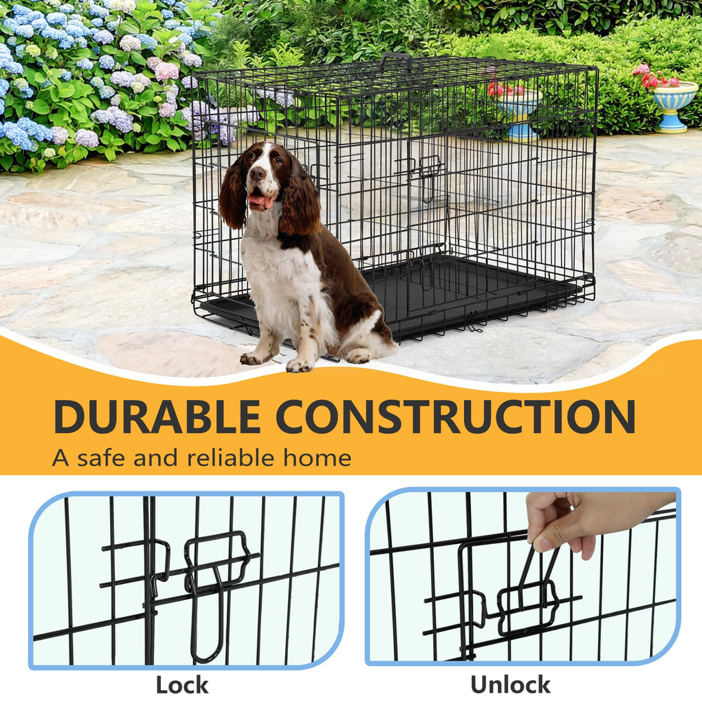 FDW cage chien rail metal noir, structure durable.