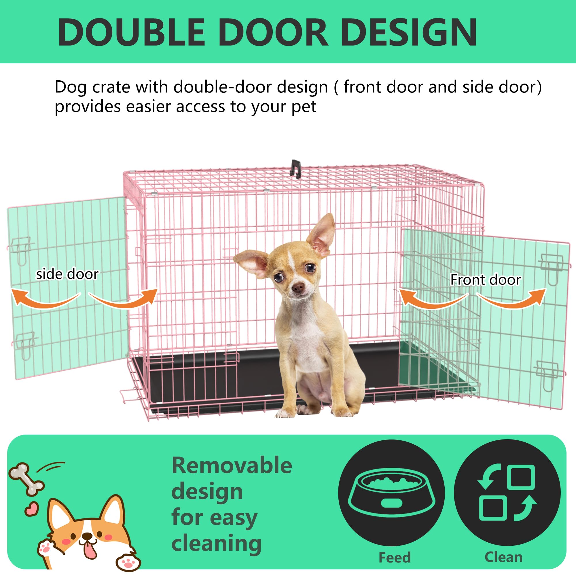 FDW cage chien rose diviseur intérieur, flexibilité d'aménagement.