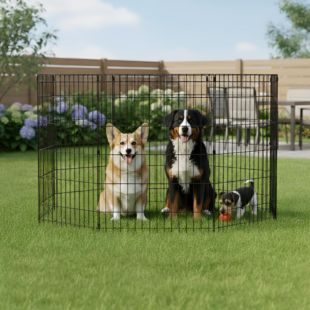 FDW parc chien 8 panneaux configurables pour adapter la forme.