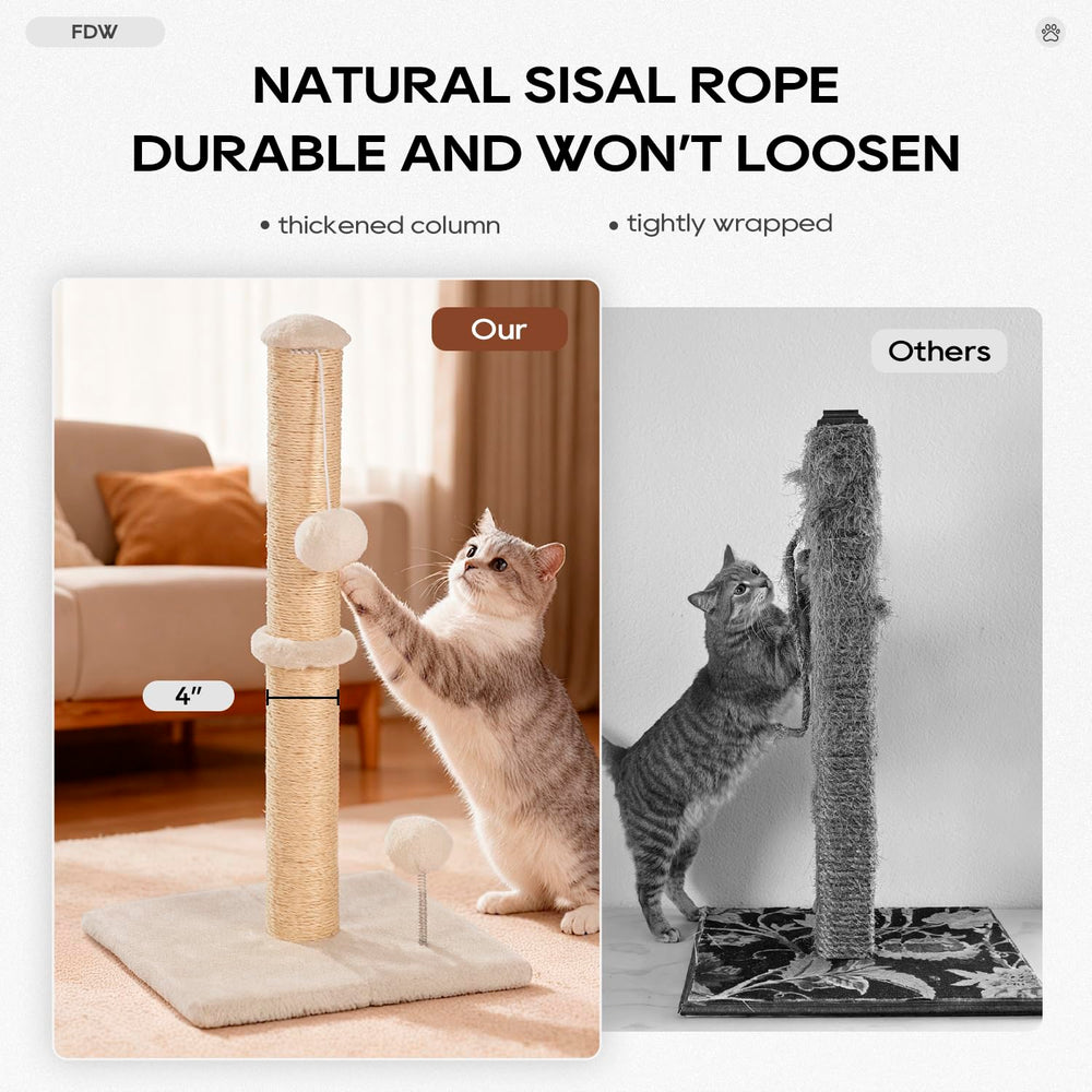 FDW Poteau grattage en sisal avec base MDF, stabilité et durabilité visibles