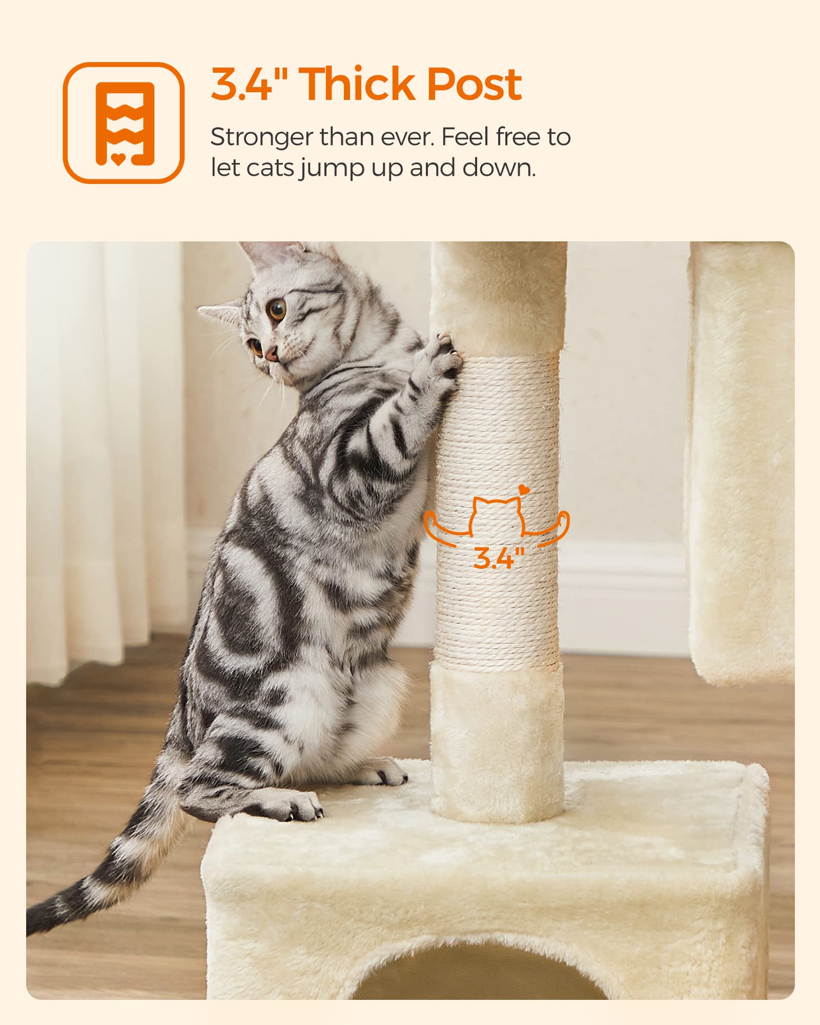 Feandrea arbre-chat 33,1 pouces assemblage rapide avec vis universelles