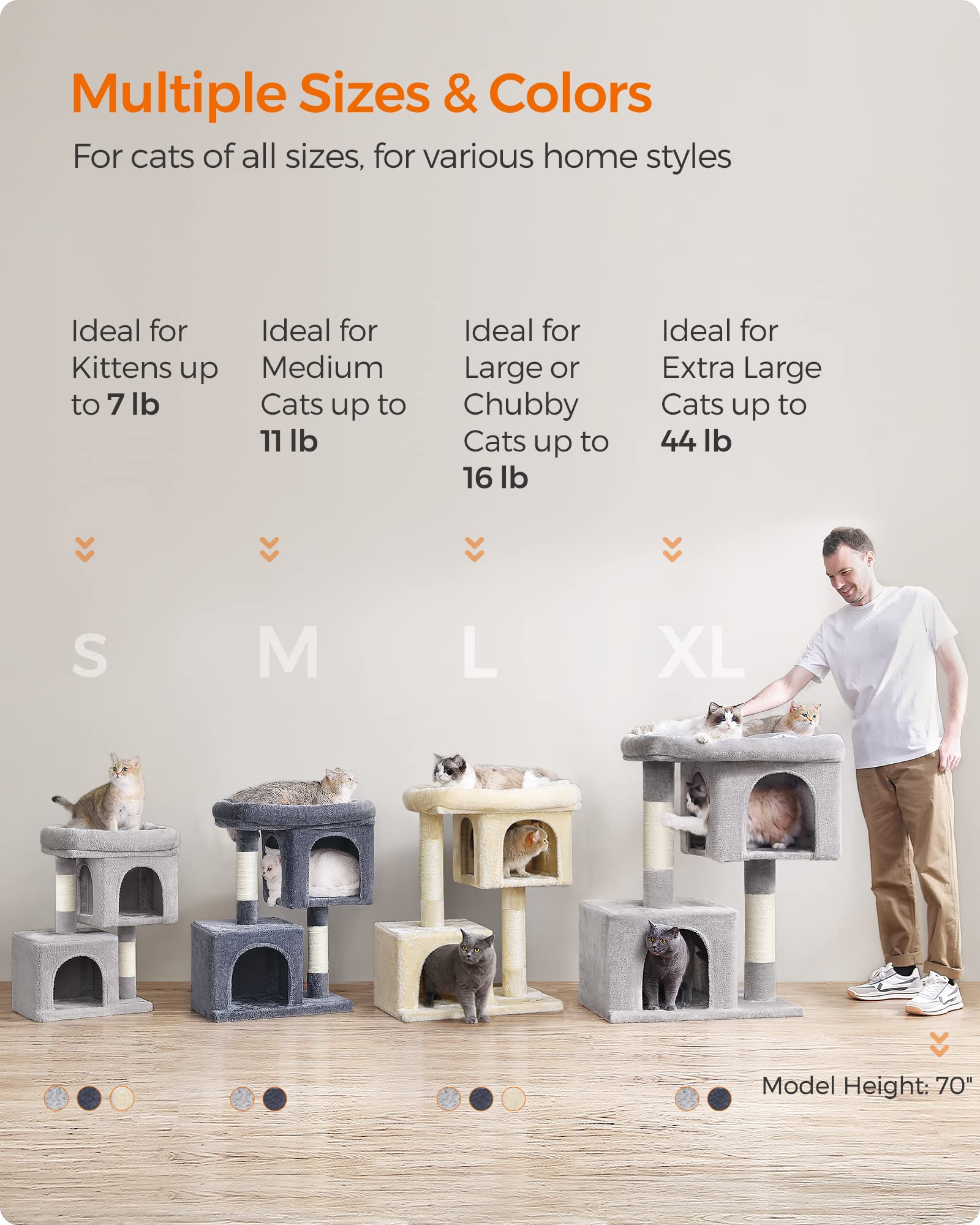 Feandrea arbre-chat 33,1 pouces base stable et anti-tip