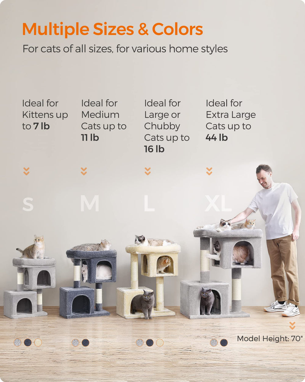 Feandrea arbre-chat 33,1 pouces base stable et anti-tip