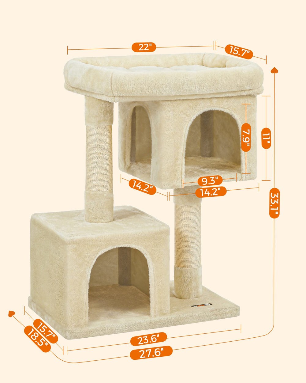 Feandrea arbre-chat 33,1 pouces grande plateforme pour repos