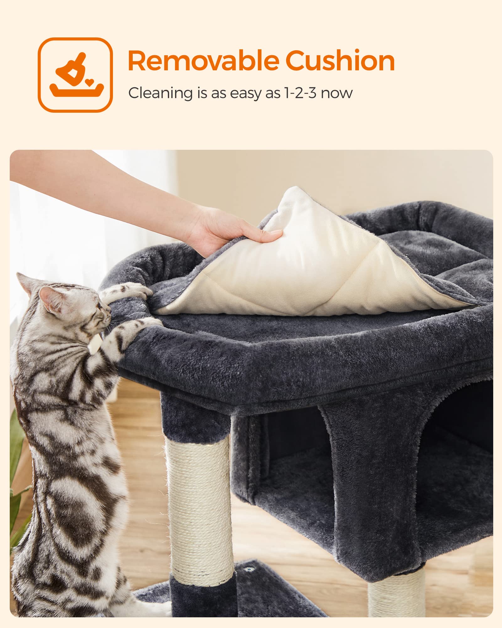 Feandrea Arbre chat finition gris smoky, design élégant et discret